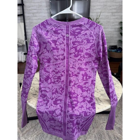 Lululemon Heathered Tender Violet Swiftly Tech Long Sleeve Crew Neck Top Size 8 - Picture 4 of 7